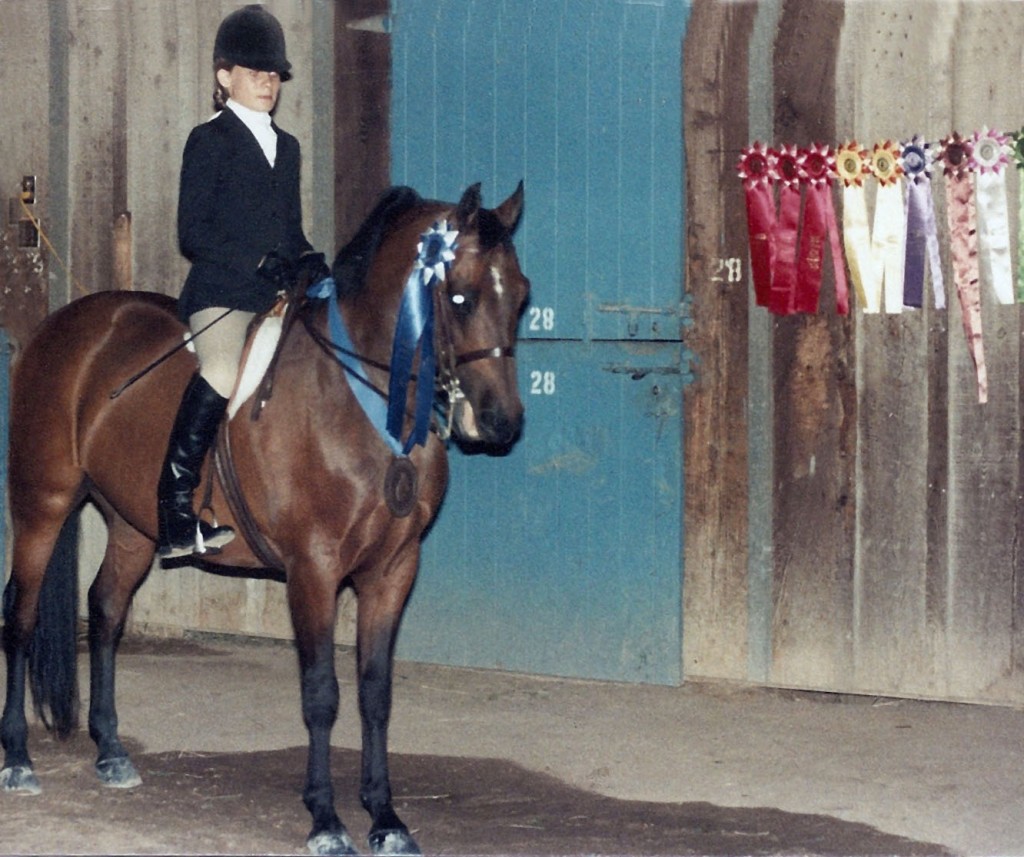 TSB author Jessica Black on her first Morgan, Capella Command, at the Morgan Medallion Classic in 1982 or '83.